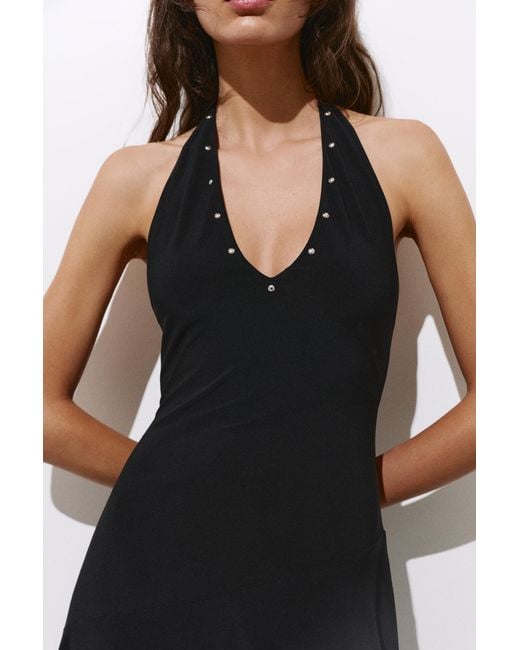 Pull&Bear Korte Halterjurk Met Studs in het Black