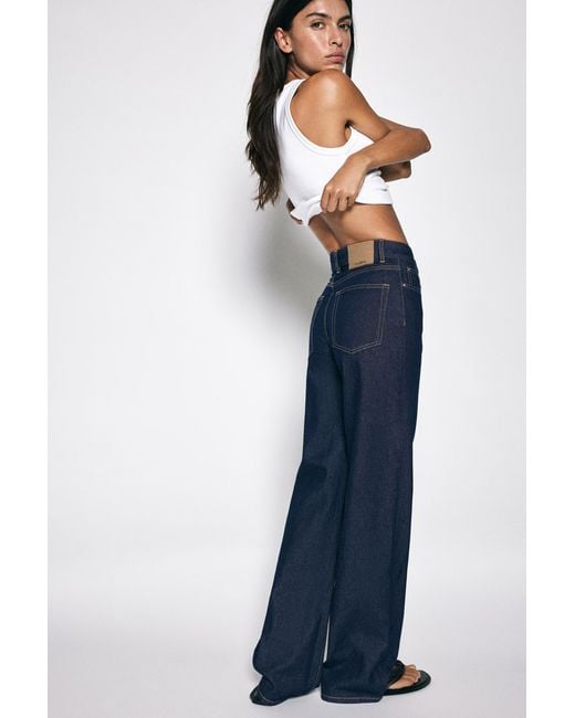 Pull&Bear Blue High-Waist Wide-Leg Jeans