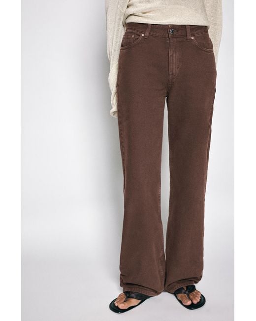 Pull&Bear Brown High-Waist Wide Straight-Leg Jeans