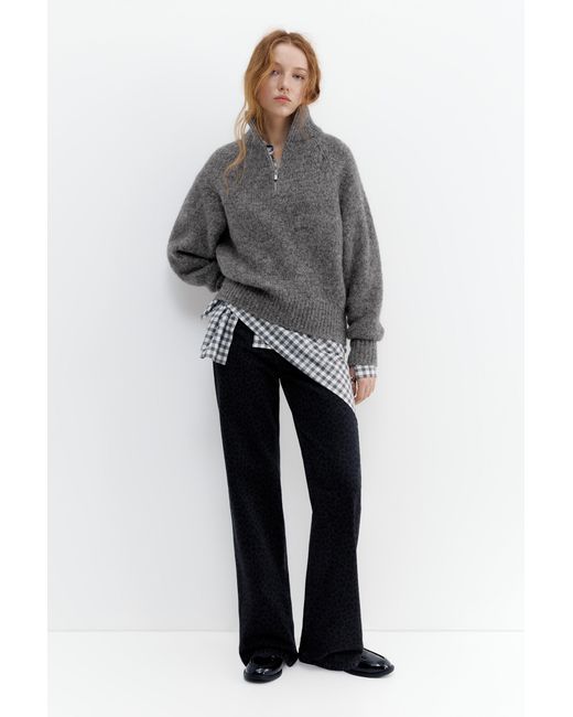 Pull&Bear Gray Quarter-Zip Jumper
