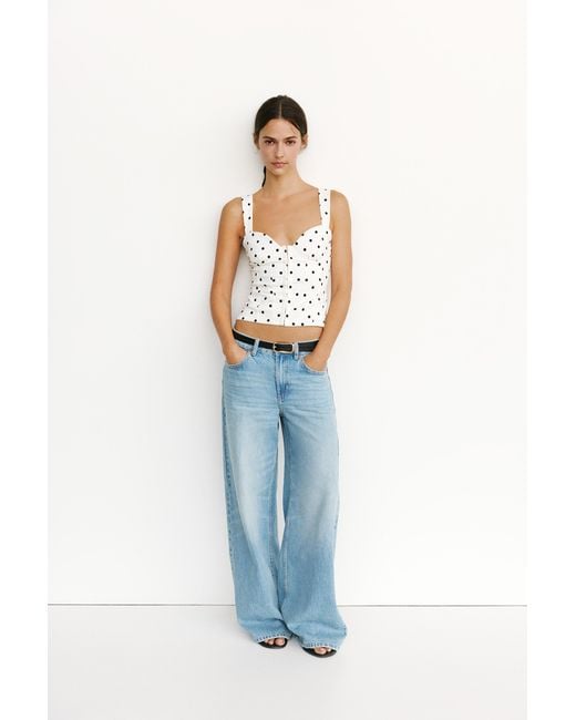 Pull&Bear Blue Strappy Corsetry-Inspired Top