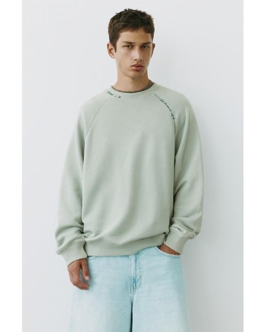 Pull&Bear Verwassen Raglan Sweater in het Green voor heren