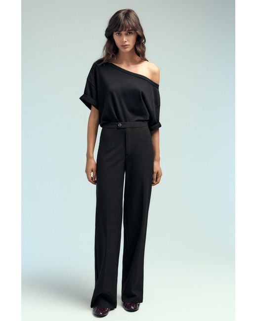 Pull&Bear Blue Wide-Leg Darted Trousers