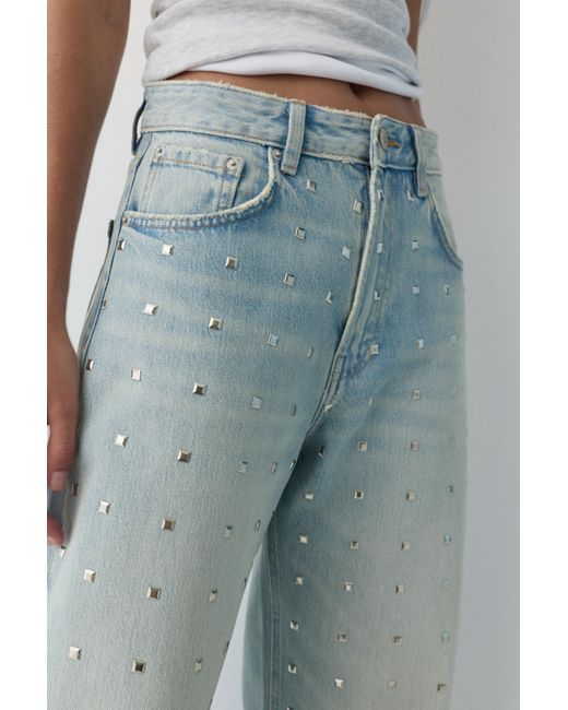 Pull&Bear White Baggy Jeans With Studs