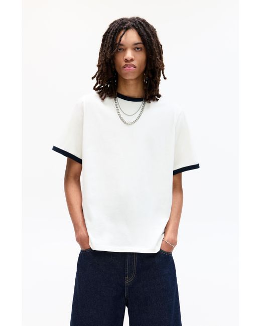Pull&Bear Shirt Mit Kontrasten Und Rippenmuster in White für Herren