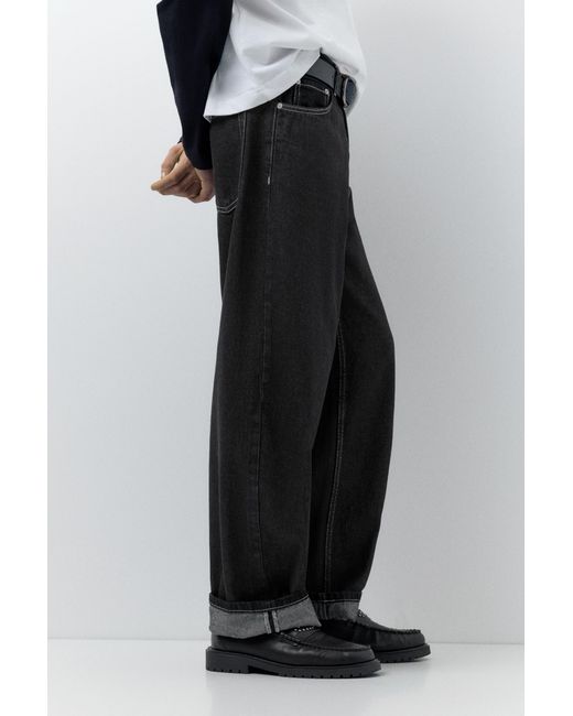 Pull&Bear Black Baggy Balloon Jeans for men
