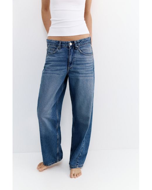 Pull&Bear Blue Low-Rise Barrel Jeans
