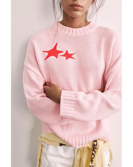 Pull Oversize Étoiles Pull&Bear en coloris Pink