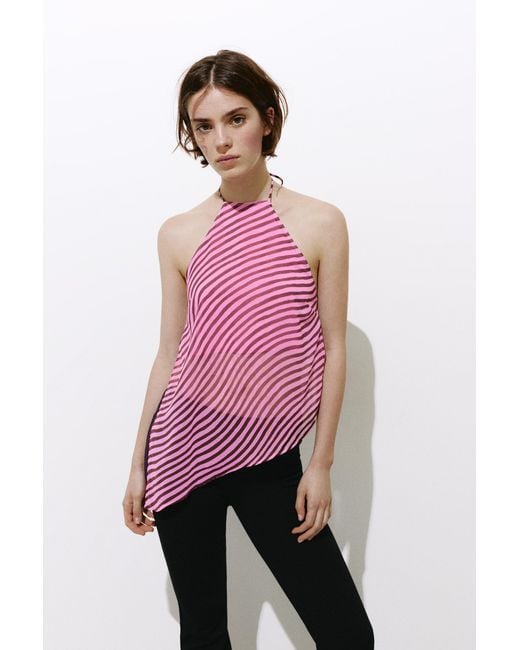 Pull&Bear Pink Wavy Halter Top