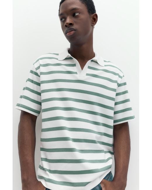 Pull&Bear Green Short Sleeve Interlock Polo Shirt for men