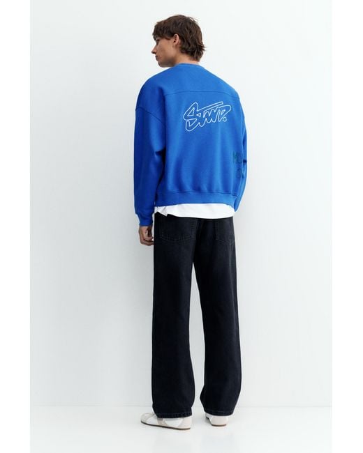 Pull&Bear Blue Stwd Boxy Sweatshirt for men