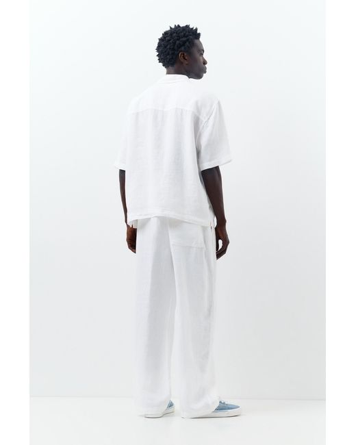 Pull&Bear Blue 100% Linen Jogger Trousers for men