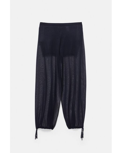 Pull&Bear Blue Semi-Sheer Sarouel Trousers