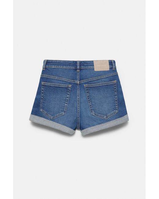 Pull&Bear Blue Mid-Waist Denim Shorts