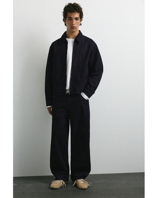 Veste Denim Fermeture Éclair Pull&Bear pour homme en coloris Blue