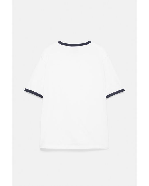Pull&Bear White Contrast Trim T-Shirt for men