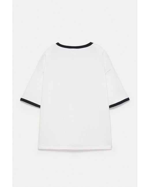 Pull&Bear White One Piece Rib T-Shirt for men