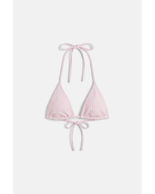 Pull&Bear Pink Gingham Bikini Top