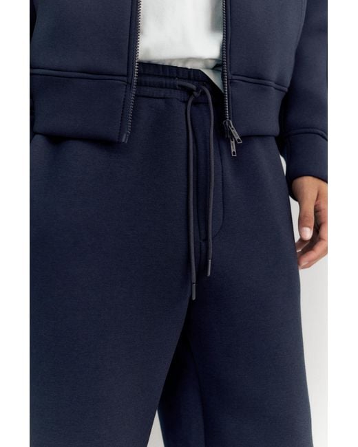 Pull&Bear Blue Neoprene-Effect Baggy Trousers for men