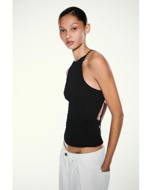 Pull&Bear Black Open-Back Halter Top