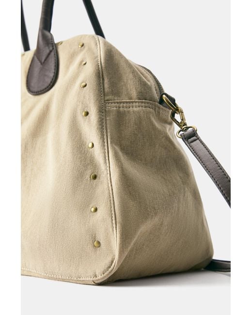 Pull&Bear Natural Studded Tote Bag