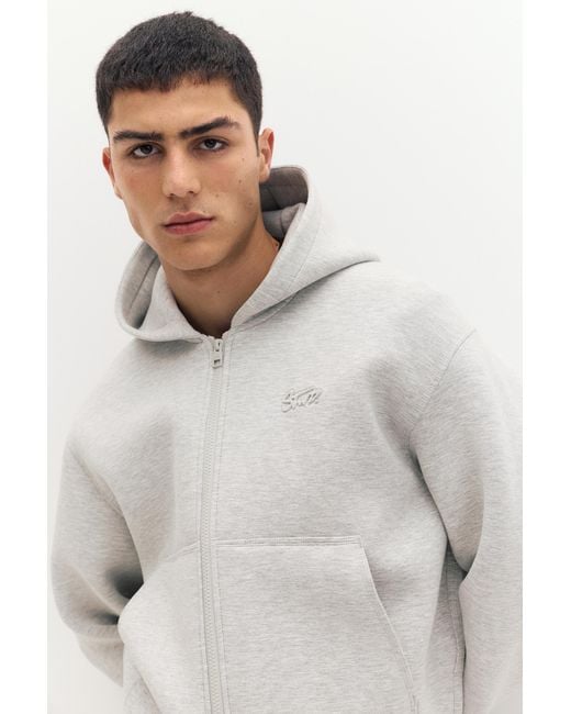 Pull&Bear Gray Neoprene-Effect Hoodie for men