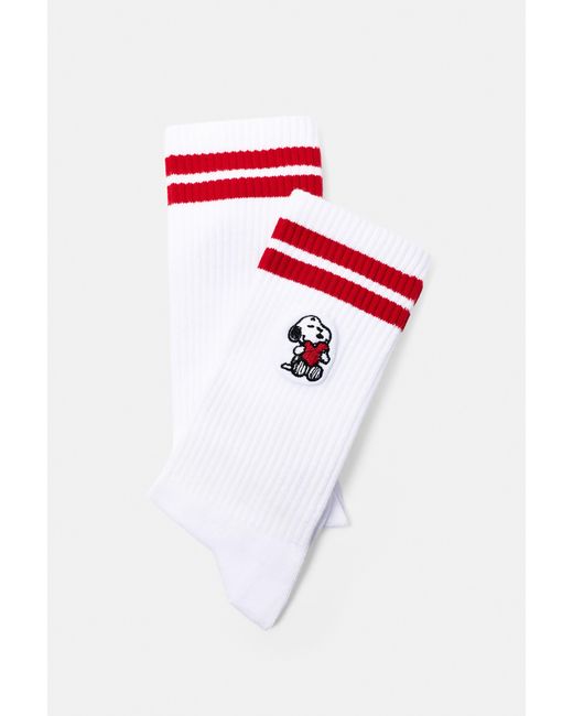 Pull&Bear White Peanuts Sports Socks