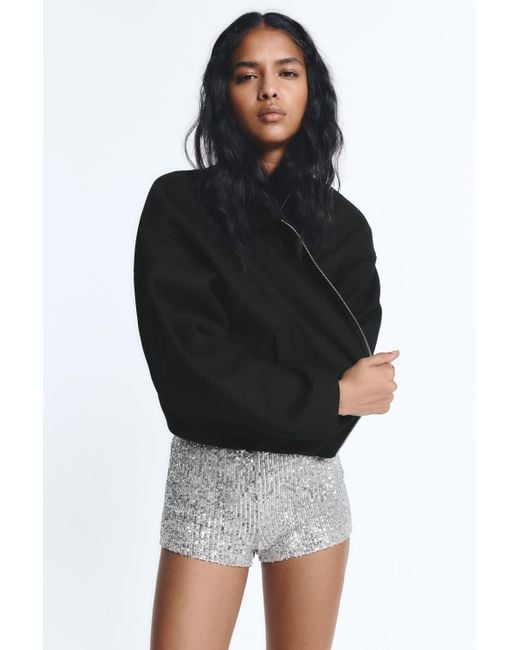Pull&Bear Black Sequined Shorts