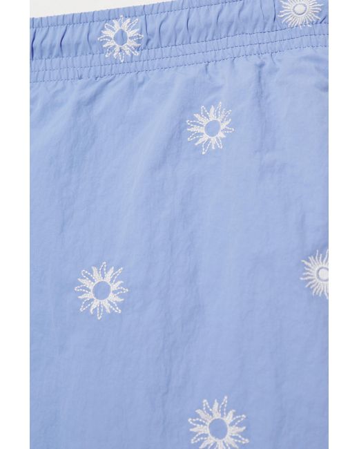 Pull&Bear Blue Embroidered Board Shorts for men