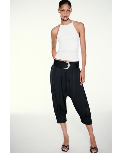 Pull&Bear Blue Textured Halter Top