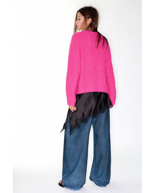 Pull&Bear Pink Purl Knit Sweater