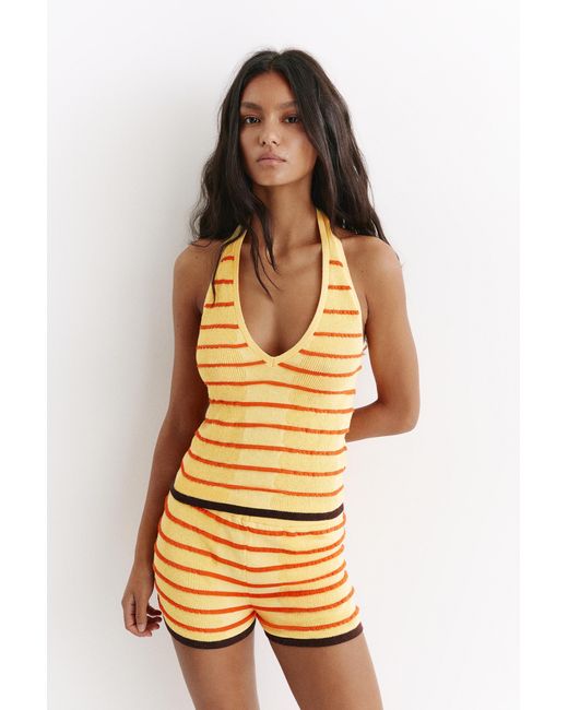 Top Halter A Righe di Pull&Bear in Natural