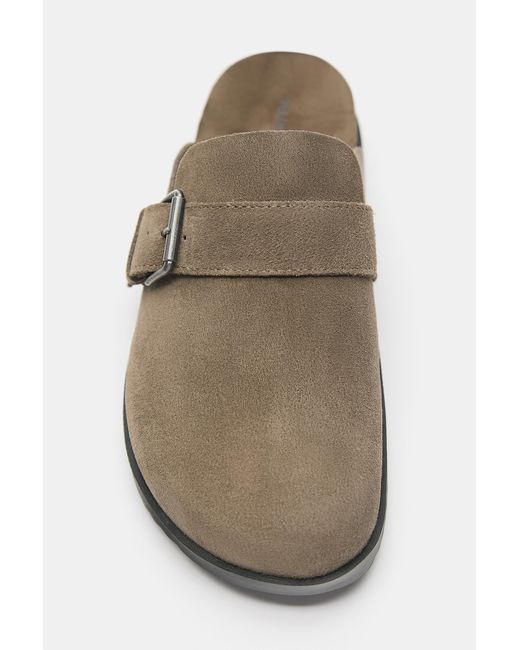 Pull&Bear Natural Leather Buckle Clogs for men