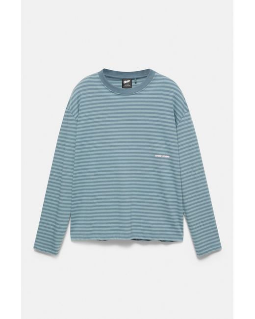 Pull&Bear Blue Striped Stwd T-Shirt for men