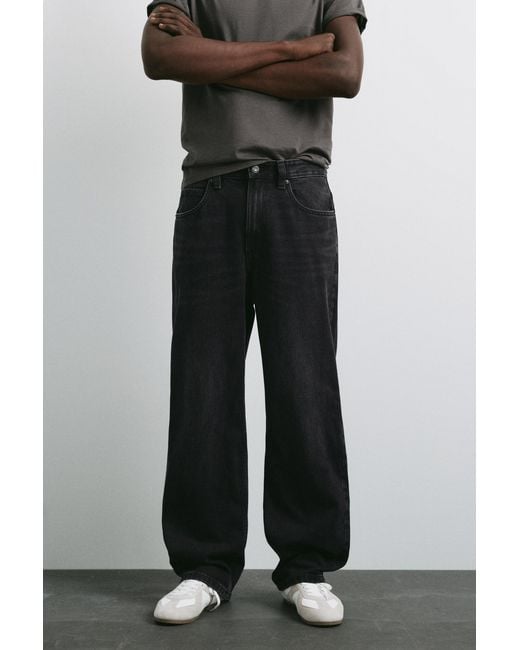 Pull&Bear Black Baggy Jeans for men