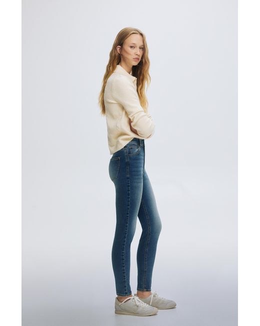 Pull&Bear Blue High-Waist Skinny Jeans