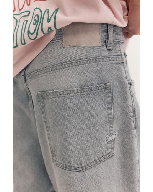Pull&Bear Baggy Denim Bermuda in het Gray voor heren