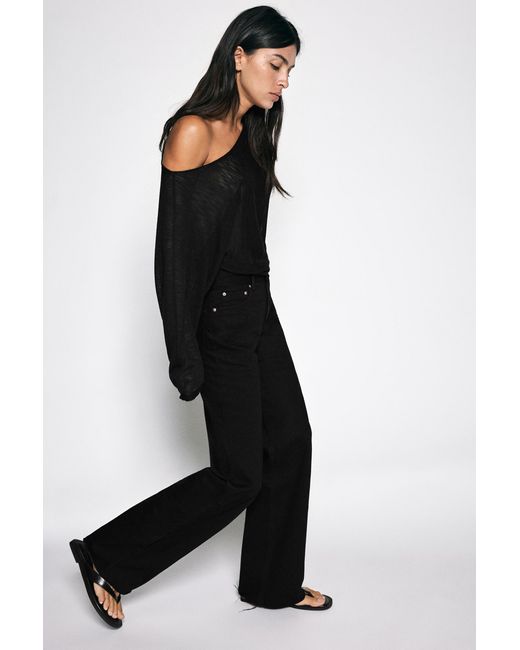 Pull&Bear Blue High-Waist Wide-Leg Jeans
