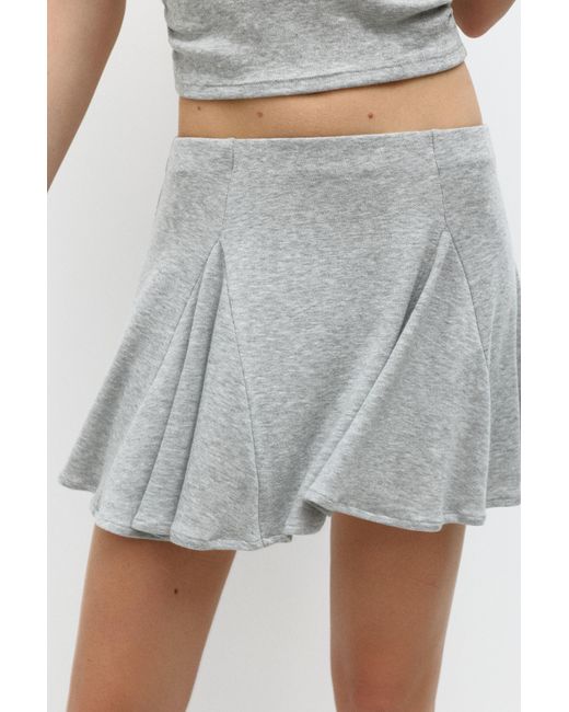 Pull&Bear Gray Ruffled Mini Skirt