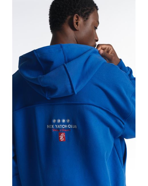 Pull&Bear Blue Yacht Club Zip-Up Sweatshirt for men