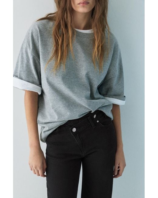 Pull&Bear Black Wide Leg Jeans With Crossover Waistband