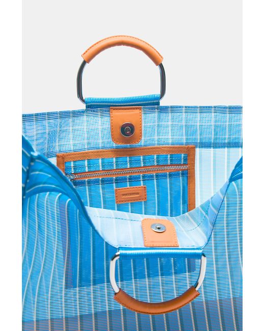 Pull&Bear Blue Striped Tote Bag