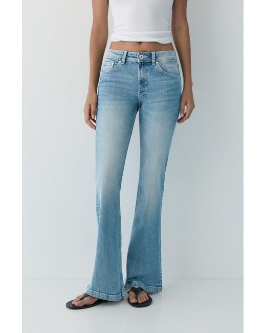 Pull&Bear Blue Low-Rise Boot-Cut Jeans