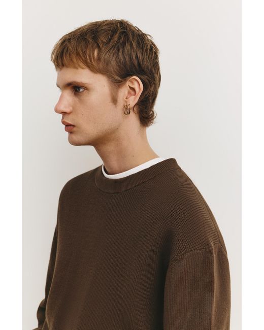 Pull&Bear Brown Round Neck Jumper for men