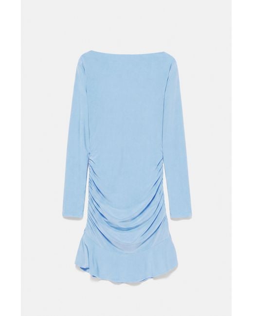 Robe Courte Froncée Pull&Bear en coloris Blue