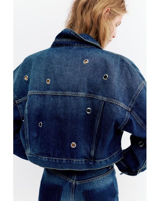Pull&Bear Denim Jack Met Eyelets in het Blue