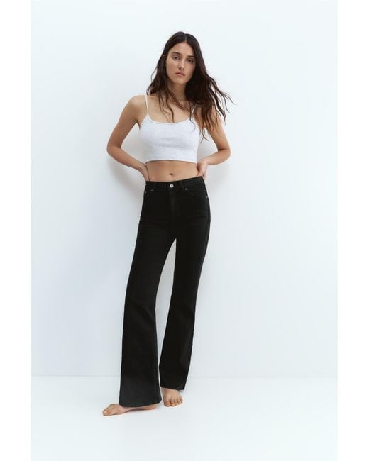 Pull&Bear Black Flared High-Waist Jeans