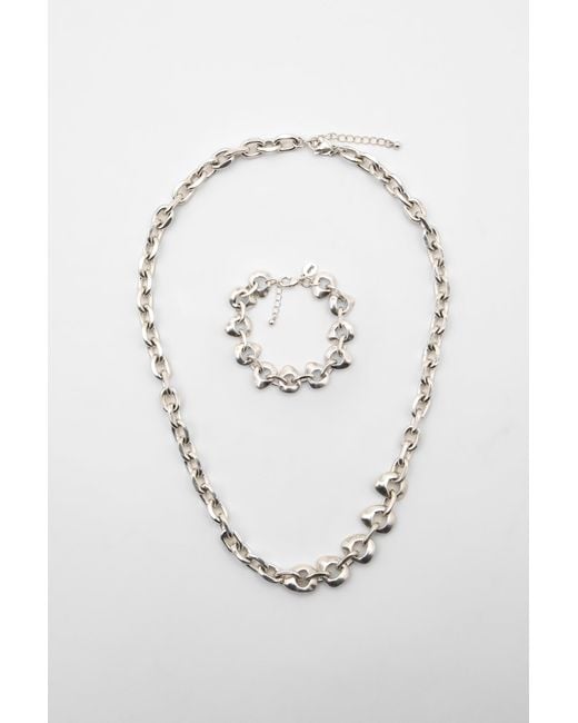 Pull&Bear White Necklace And Bracelet Pack for men