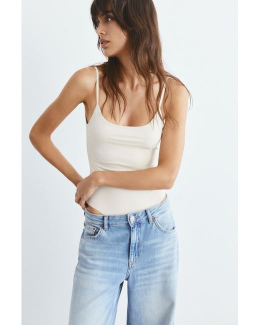 Pull&Bear Blue Polyamide Bodysuit With Thin Straps
