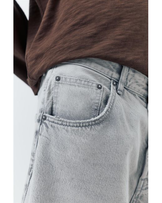 Pull&Bear Black Baggy Denim Bermuda Shorts for men